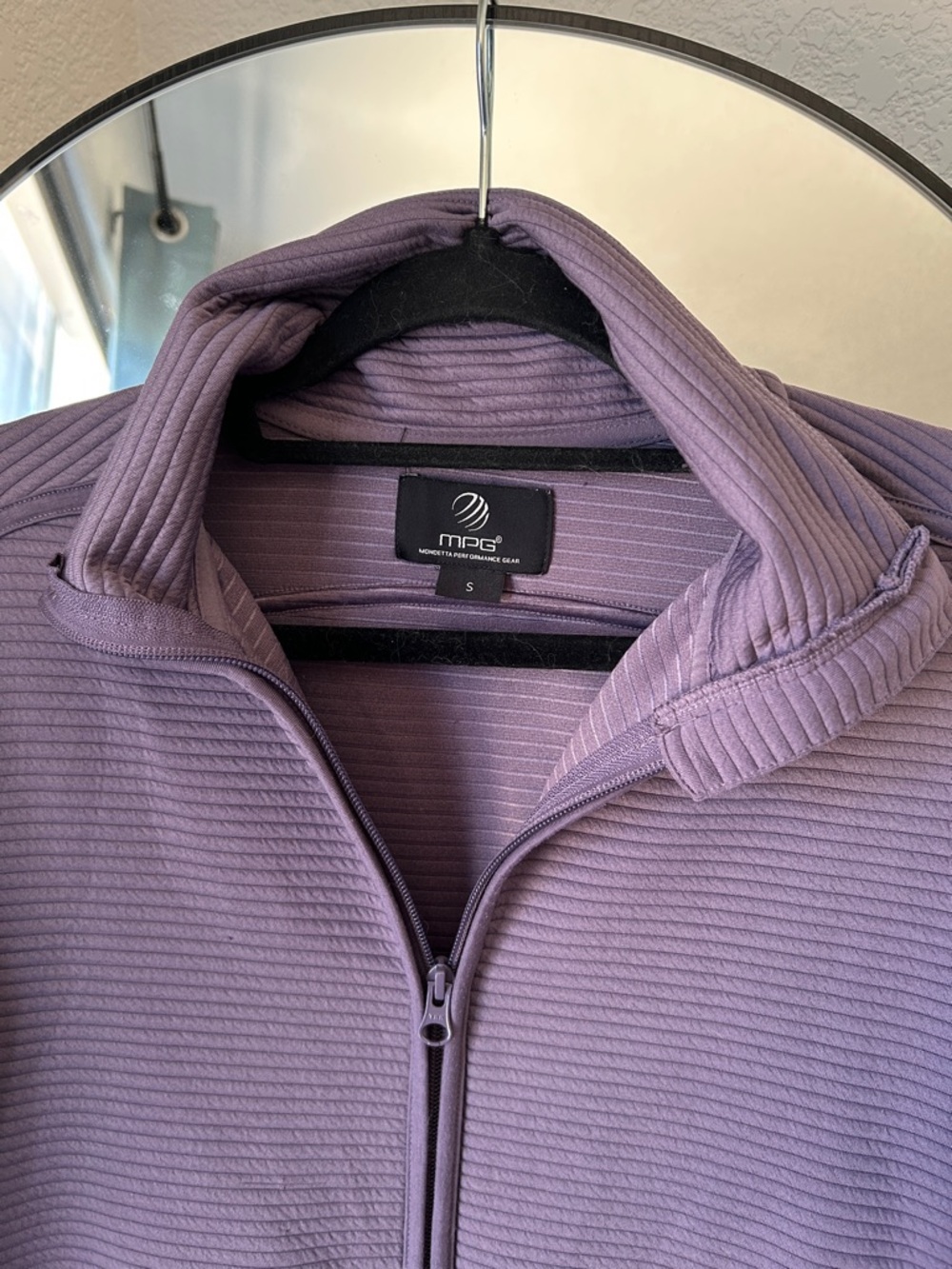 MPG Lavender Ribbed Zip-Front Puffer Jacket - Picture 3 of 13
